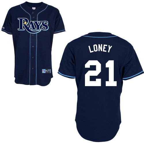 James Loney #21 Youth Baseball Jersey-Tampa Bay Rays Authentic Alternate 2 Navy Cool Base MLB Jersey
